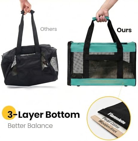 Conlun Dog Carrier Soft Sided, Large Cat Carrier up to 20 Lbs,Turq L | with Inner Safety Leash, Pet Transport Carrier for Large Cats and Medium Dog, Collapsible Puppy Carrier Bag
