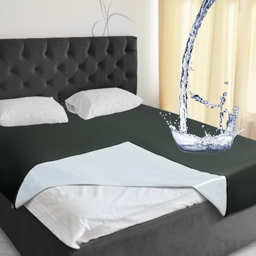 Tisancy Lightweight Waterproof Blanket Queen Size, 78" x 82" Thin Summer Bed Protector Sheet with TPU Layer, Washable Stain Resistant Mattress Cover for Bed, Sofa and Pet Use, Black