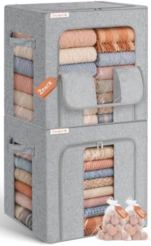 Rigid-Structured Cashmere Sweater Storage Box, 2 Pack, Gray