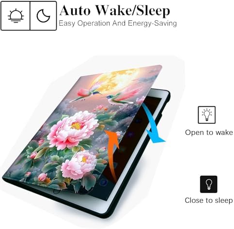 for Microsoft Surface Pro X/Pro X Plus-13 2019/2020/2021/2024 Tablet Case,Auto Wake/Sleep,Adjustable Stand Protective Cover - Chinese Style Peony Hummingbird