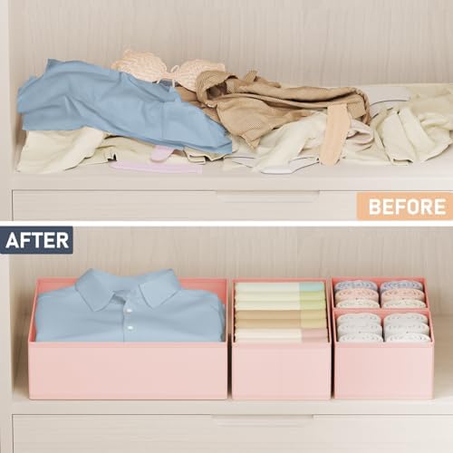 DIMJ Drawer Organizer Clothes Storage - 24 Pack Baby Dresser Organizer for Nursery, Small Fabric Closet Drawer Organizer Bins for Underwears Socks, Foldable Storage Dividers Organization for Bedroom