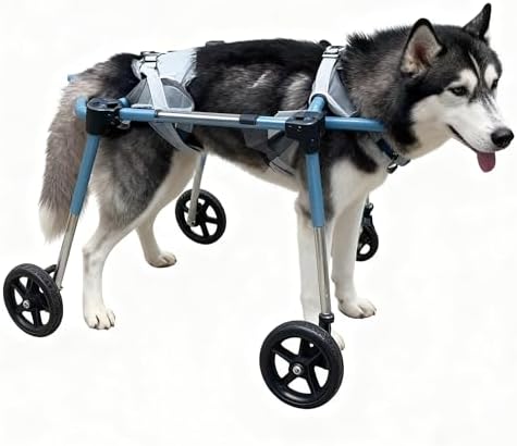 Paw Cart, Dog Wheelchair for Back Legs Pet Wheelchair Pet Mobility Support 4 Wheel Design, Aluminum Alloy Frame for Daily Walking Aid, Injury Recovery Support(Medium)