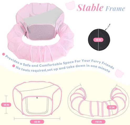 Seiyierr Outdoor Cat Enclosure, Portable Catio Playground for Cat, Outside Pet Enclosure with Mesh Tent, Circle Cat Playpen Tunnel for Indoor Cats & Small Animal, with Storage Bag