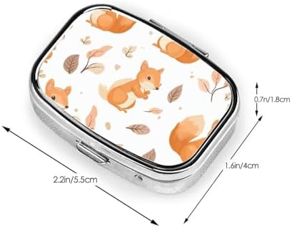 Pill Box 2 Compartment Medicine Pill Case for Pocket or Purse Mini Metal Pill Holder Cute Squirrels Pill Case Vitamin Organizer Portable Travel Pill Container to Hold Supplements Vitamins