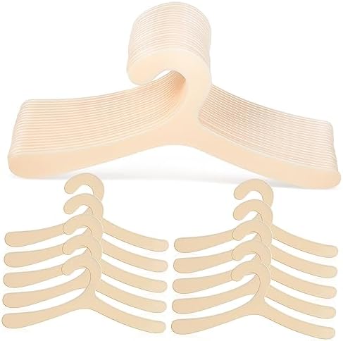 VALICLUD 40 Pcs Plastic Dog Clothes Hangers for Pet Apparel 19cm Beige | Practical Organizer for Closet or Shelf, Lightweight Build, Fine Workmanship, Easy to Carry