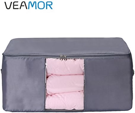 Comforter Storage Bags Pack of 2,Pillow Beddings/Blanket Clothes Organizer Storage Containers with Zippers,Breathable and Moistureproof(Grey 2pcs, XXL)
