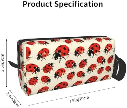 Vintage Ladybug Makeup Bag for Women with Wrist Strap | Durable 600D Oxford Fabric, Impact-Resistant & Compact, Travel Cosmetic & Makeup Organizer for Gym & Daily Use