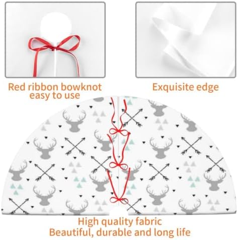 Christmas Tree Skirt, Soft Polyester Xmas Tree Skirts with Ribbon Ties, Rustic Farmhouse Holiday Party Decorations Hunting Arrow Triangle Deer with Hotel Creative High Grade Scandinavian 36"