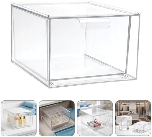 Stackable Storage Drawers for Makeup Palettes and Necklaces and Removable Dividers with Handle 4pcs for Pet Plastic Bathroom Cabinet Organizer for Travel and Makeup Bag