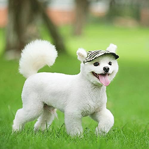 Leconpet Baseball Caps Hats with Neck Strap Adjustable Comfortable Ear Holes for Small Medium and Large Dogs in Outdoor Sun Protection (S, Camouflage)