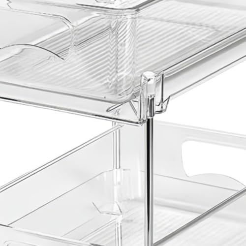 Two Tier Under, Pull Out Organizer, Sliding Cabinet Shelf | Vanity Organizer for Laundry Room Pantry Vanity Office Home Apartment Cleansing Supplies Cosmetics