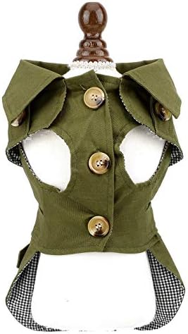 PAIDEFUL Trench Coat for Small Dogs, Green, L