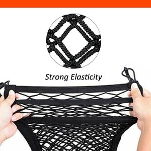 3-Layer Car Mesh Organizer, Seat Back Net Bag | Barrier of Backseat Pet Kids, Cargo Tissue Purse Holder, Driver Storage Netting Pouch, Upgrade Stretch Length