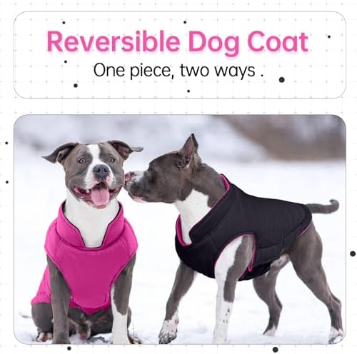 Lelepet Reversible Dog Coat Windproof Dog Puffer Jacket Lightweight Vest