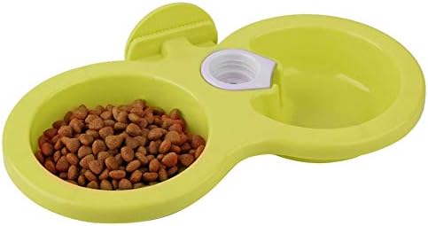 Puppy Double Bowl, Puppy Double Bowl Stainless Steel Dog Bowl Pet Cat Dog Puppy Double Bowl Hanging Food Water Feeder For Crate Cage Small (Green)