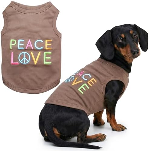 Parisian Pet Dog Shirt - 100% Cotton Peace Love Shirts for Large Dogs - Sleeveless Pet Clothes - Lightweight Dog T Shirts - Breathable Puppy Clothes - Stretchy Unisex Dogs Apparel