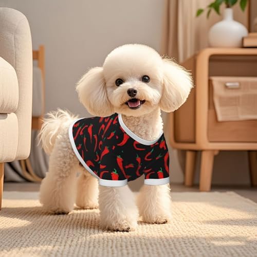 Red Chili Pepper Dog Shirt Pet Cotton T-Shirt Breathable Dog Clothes