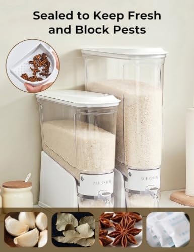 UFORU Slim Rice Dispenser 22 LB,Clear Rice Storage For Small Spaces
