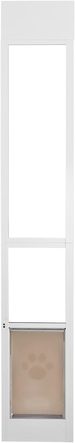 VEVOR Dog Door for Sliding Glass Door Large Doggy Door for Sliding Doors | For Dogs, 75 7/8"-80 11/16" Adjustable Height, Aluminum Frame, Tempered Glass, Pet Doors with Hinge Structure, Flap and Lock