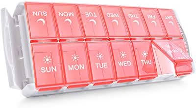 TookMag Weekly Medicine Pill Organizer 2 Times a Day, Easy Fill AM PM Pill Box, Large Capacity Quick-Refill 7 Day Pill Cases for Pills/Vitamin/Fish Oil/Supplements (Patent Registered)