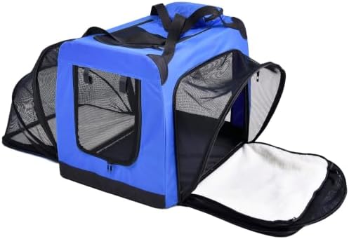 Pet Life ® 'Hounda Accordion' Metal Soft-Folding Collapsible Dual-Sided Triple-Expandable and Collapsible Folding Travel Dog Crate and Pet Playpen