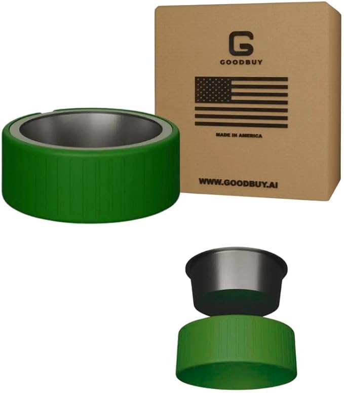 Pet Station Elevated Dog Bowl Stand for 6.8 in. Bowls - 3D Printed Dog Feeder - Adjustable Height Legs and Magnetic Fridge Mount Feeding Station - Made in USA (Green, Bowl)