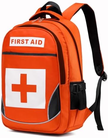 First Aid Bag Empty Red Emergency First Responder Trauma Multi-Pocket Traveling Field Trips Camping Essentials (Orange, 1 Piece)