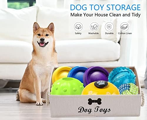 Morezi Large Dog Toy bin Puppy Shallow Toy Baskets Dog Toy Storage Perfect for Living Room playroom Closet Home Organization - White