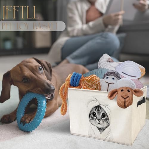 Funny Cat Bathroom Storage Bins Box, Cat Bathroom Decor, Cats Lover Gifts Storage Basket Laundry Hamper with Handle for Bath Room Clothes Vanity Undersink Home Organization