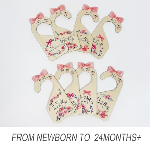 Baby Closet Dividers 8pcs Double-Sided Baby Clothes Dividers for Closet Wooden Nursery Decor for Gilrs Wardrobe-Ideal Baby Size Closet Organizer
