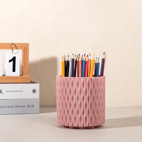 360 Rotating Makeup Brush Holder Make Up Brushes Organizer, Ripple Pink