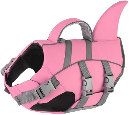Dogcheer Dog Life Vest Shark, Life Jacket for Dogs, Swim Vest- Lt Pink,XS
