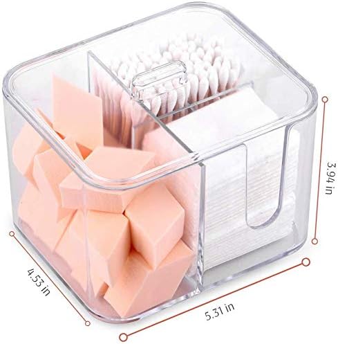 SUNFICON Makeup Organizer Holder Cosmetic Storage Box and Cotton Pads Holder Organizer