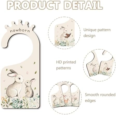 Baby Clothes Dividers for Closet - Set of 8 Wooden Baby Size Closet Dividers Newborn to 24 Months, Rabbits Babies Clothes Organizer for Boys Girl Nursery Decor Gender-Neutral Newborn Hangers Dividers