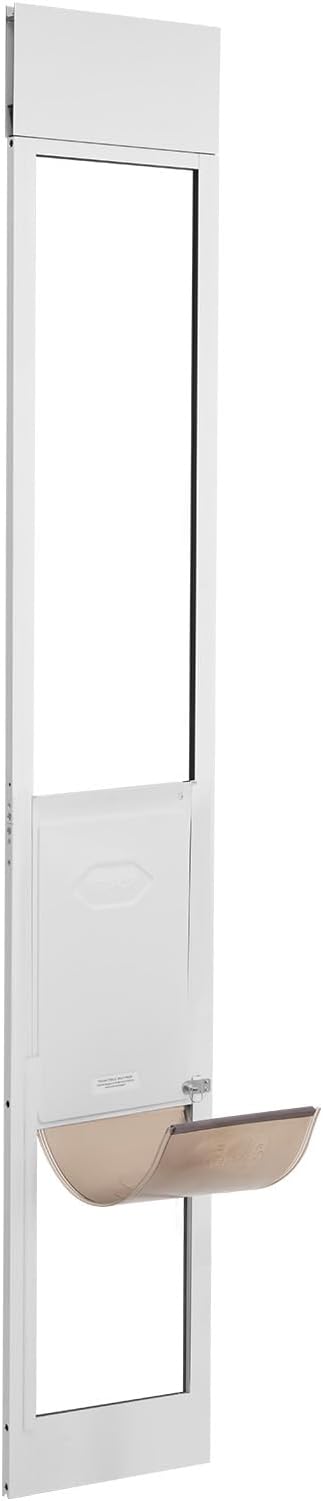 VEVOR Dog Door for Sliding Glass Door Large Doggy Door for Sliding Doors | For Dogs, 75 7/8"-80 11/16" Adjustable Height, Aluminum Frame, Tempered Glass, Pet Doors with Hinge Structure, Flap and Lock