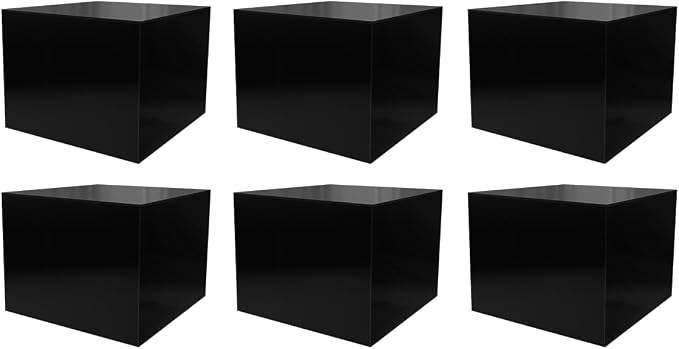 Marketing Holders 6 Pack Acrylic Display Riser Box Versatile 5 Sided Pedestal Merchandise Storage Bin No Lid 12" x 12" x 9" Retail Product Riser One Open Side