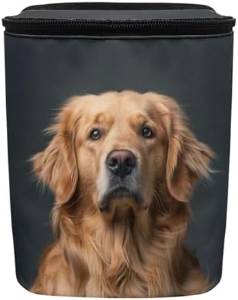 DISNIMO Golden Retriever Car Trash Can with Lid, Leak Proof Trash Bin Garbage Bag Collapsible Automatic Portable Trash Can, Easy to Clean, Used in Car Home Office