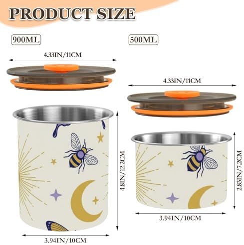 Butterflies and Bees Coffee Canister with Lid Airtight Food Storage Containers 17oz Stainless Steel Canisters Kitchen Food Organizer for Beans, Cereal, Pasta, Flour, Sugar, Snacks