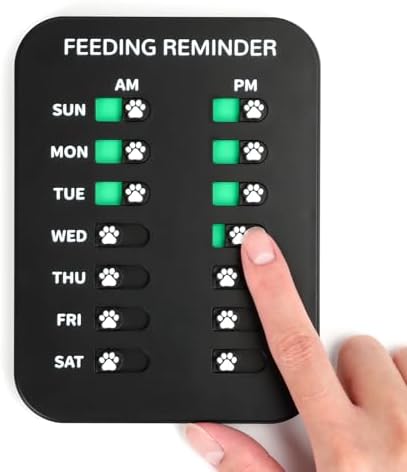 YAUYIK Dog Feeding Reminder, Magnetic Reminder Sticker, AM/PM Daily Indication Chart Feed Your Pets, Fridge Magnets and Double Sided Tape, Helps You to Track Pet Feeding & Medication (B)