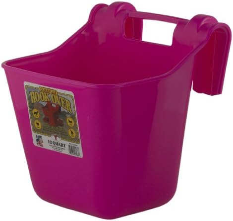 Little Giant® Plastic Hook Over Feeder | Mountable Livestock & Pet Feed Bucket | Horse Feed Bucket | Made in USA | 12 Quarts | Hot Pink