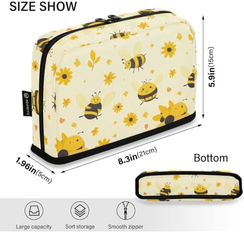 Cute Bee Yellow Pencil Case for Kids Girls Boys | Large Pencil Pouch Pen Bag Holder with Big Capacity