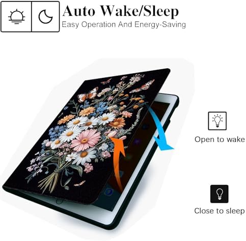 for Microsoft Surface Go 4/3/2/1-10.5" 2021 Tablet Case,Auto Wake/Sleep,Adjustable Stand Protective Cover - Floral Bouquet with Butterflies