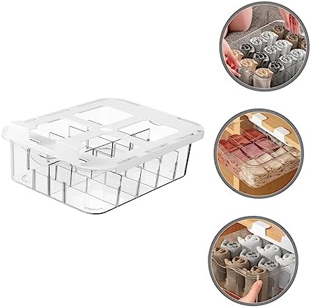 MAGICLULU Underwear and Socks Drawer Organizer with Transparent Compartments Pet Material Storage Box for Closet and Bedroom Capacity Divider for Bras Panties and Clothes Storage