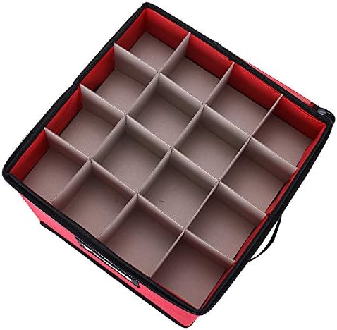 Sattiyrch Christmas Ornament Storage Box,600D Oxford Fabric Stores up-to 64 Standard Holiday Ornaments Holder,12 x 12 Inch 4 Layer Xmas Storage Containers,Red