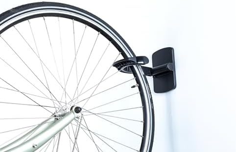 Duck EasyMounts Bike Hanger - Heavy Duty Wall Mount Bicycle Rack for Garage Organization & Storage - No Tool Install - Up to 50 Lbs - Black, Pack of 1 Tire Hook, Wheel Dock & All Hanging Hardware