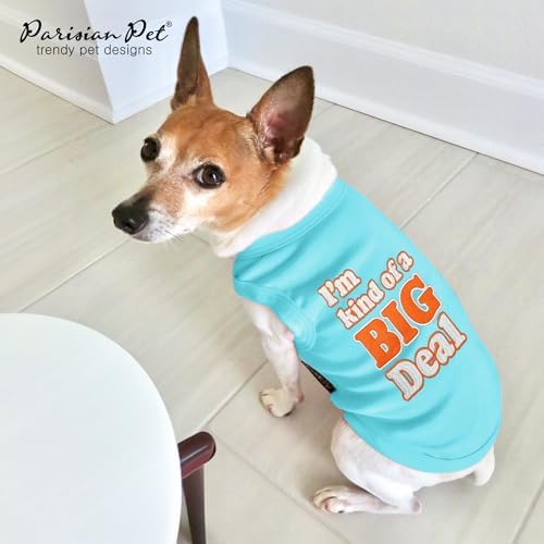 Parisian Pet Dog Shirt – 100% Cotton Shirts for Small Dogs – Sleeveless Big Deal Pet Vest – Lightweight and Breathable Dogs Apparel – Cute Summer Dog Clothes - Stretchy T Shirts for Pets