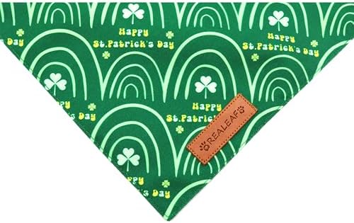Realeaf St. Patrick's Day Dog Bandanas 2 Pack, Reversible Green Dog Scarf for Boy and Girl, Premium Durable Fabric, Holiday Bandana for Small and Medium Dogs Cats Pets (Small)