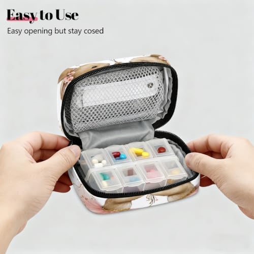 Travel Pill Organizer Watercolor Balloon Bunny Flower Pill Case