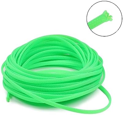 Bettomshin 1Pc 32.8Ft(10m) Cable Management Sleeve, 3/16"(4mm) Width PET Fluorescent Green Cord Protector, Wire Loom Tube Insulated Split Sleeving for USB Cable Power Cord Organizer Video Cable Hider