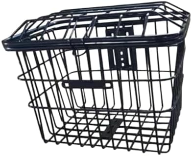 SM SunniMix Bike Basket Iron Wire Storage Bin Universal Mount Cargo Carrier with Cover Enhanced Design for Shopping Pet Supplies Suitable for Adult
